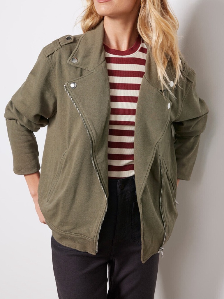 Evereve Olive Green Utility Moto Jacket